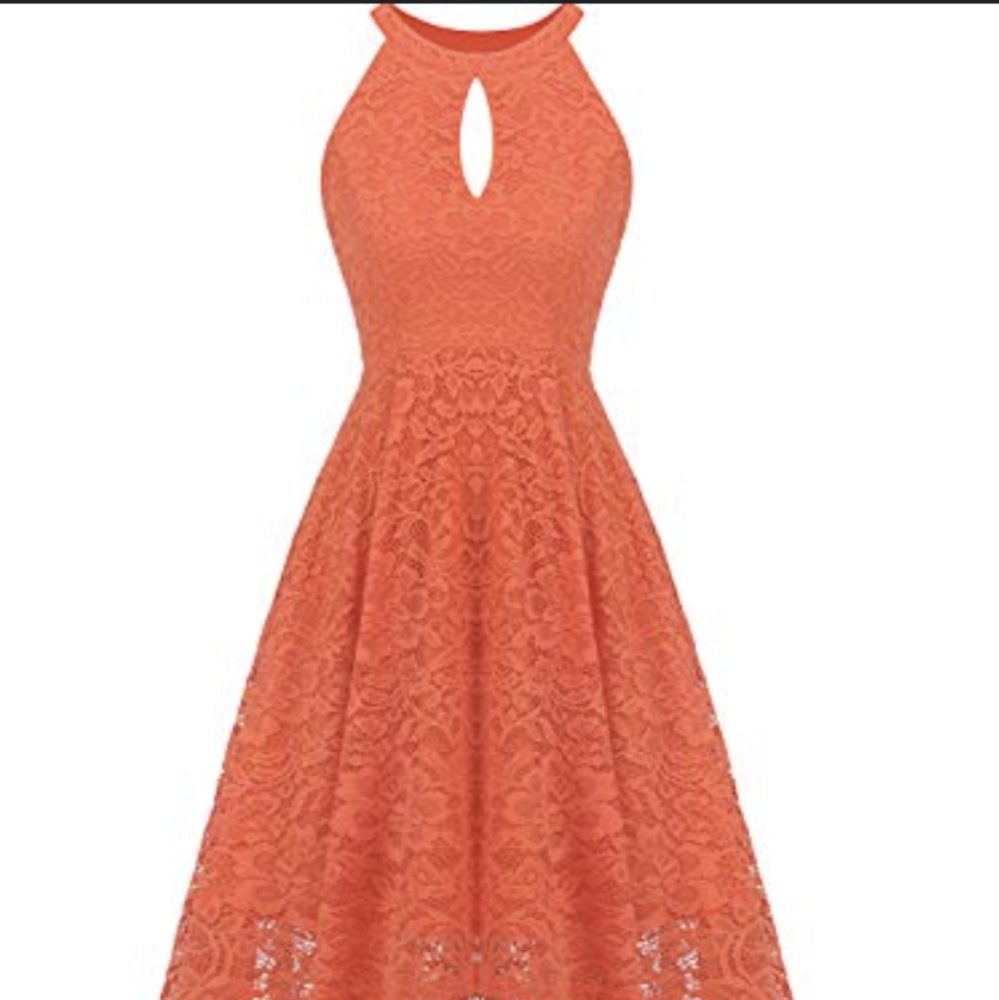 Orange Floral Lace Dress